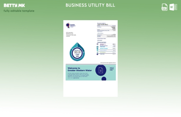 Модерен стил, Шаблон за деловна сметка за комунални услуги на Австралија Greater